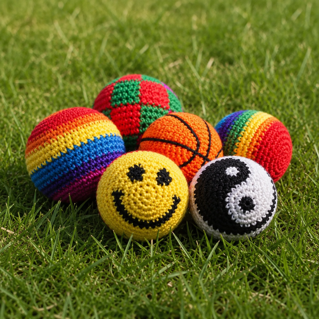 Handmade Crochet Hacky Sack Balls - Random Color Footbag Mix