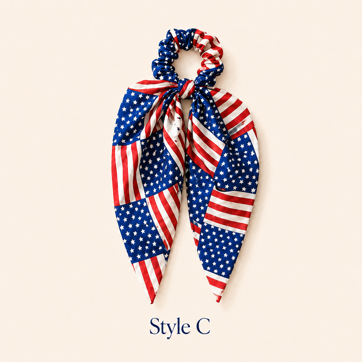 Patriotic Bow Scrunchie Hair Tie with Tails
