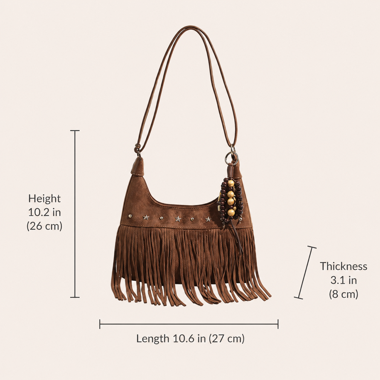 Western Boho Faux Suede Fringe Shoulder Bag