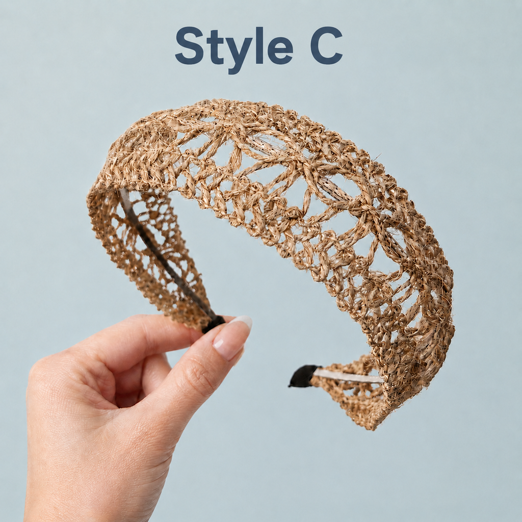 Handwoven Raffia Headband for Boho Summer Hair Styling