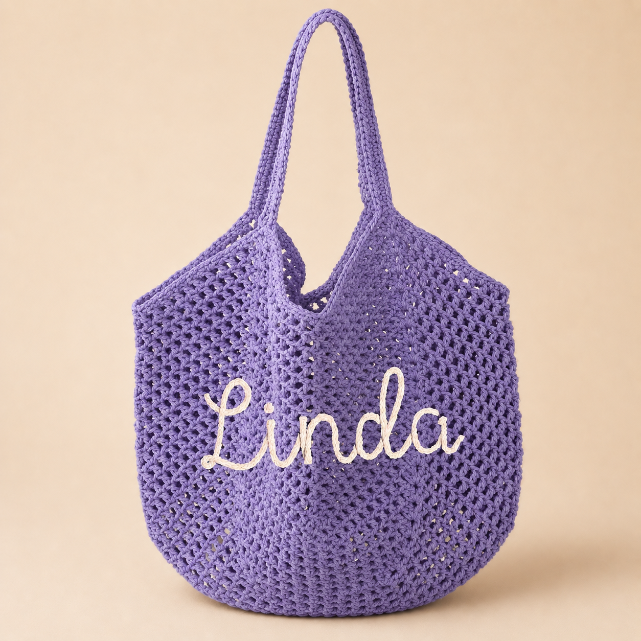 Personalized Crochet Tote Bag with Custom Name and Color Options