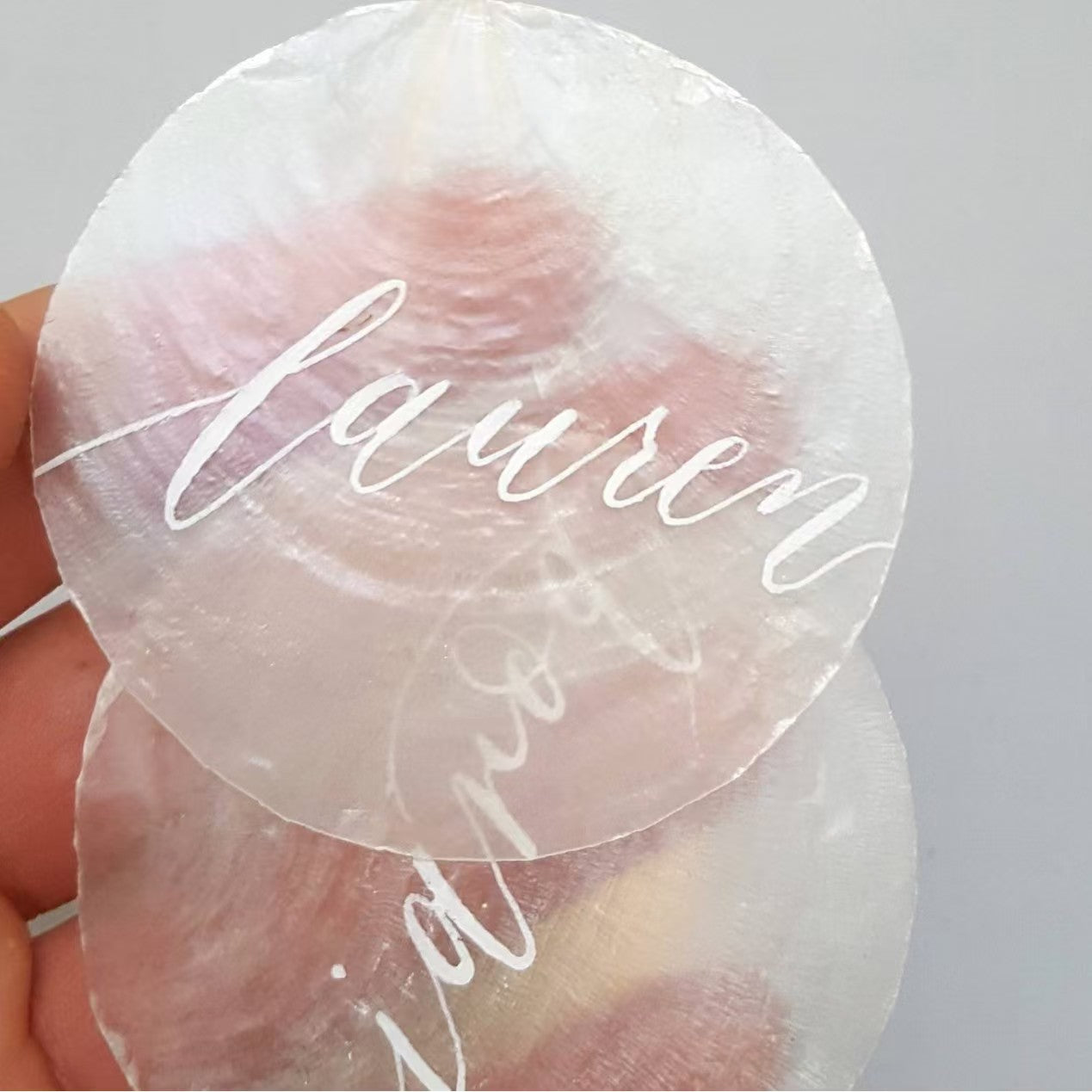 Personalized Mother of Pearl Place Card for Wedding Reception
