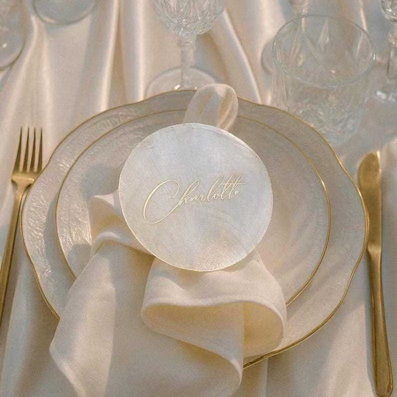 Personalized Mother of Pearl Place Card for Wedding Reception