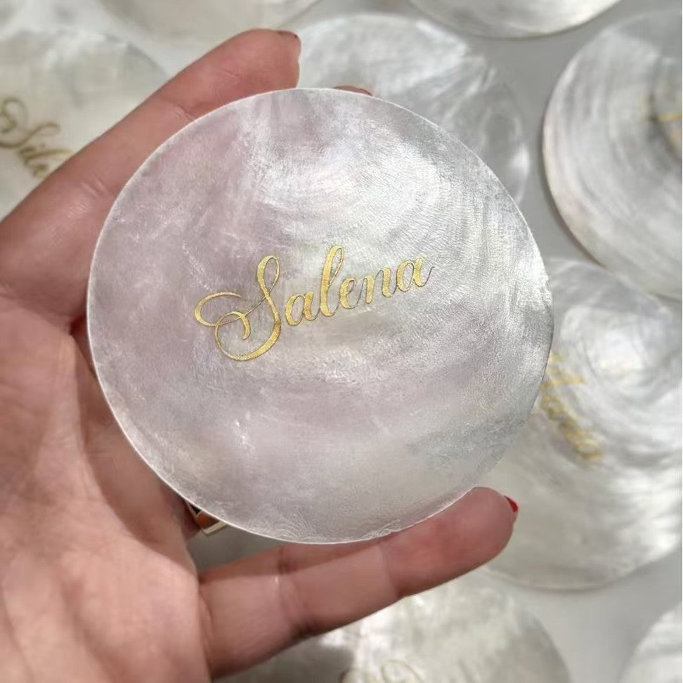 Personalized Mother of Pearl Place Card for Wedding Reception