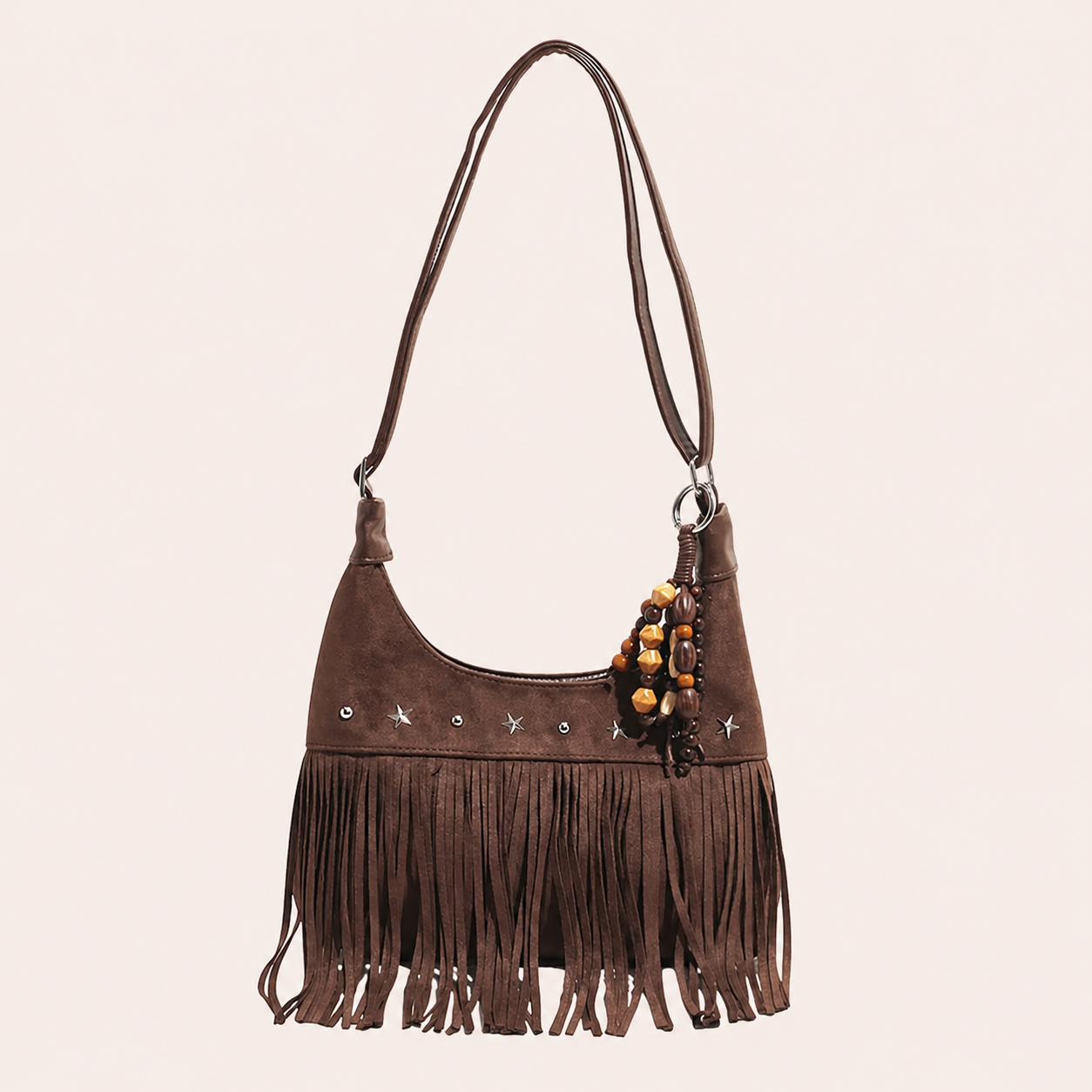 Western Boho Faux Suede Fringe Shoulder Bag