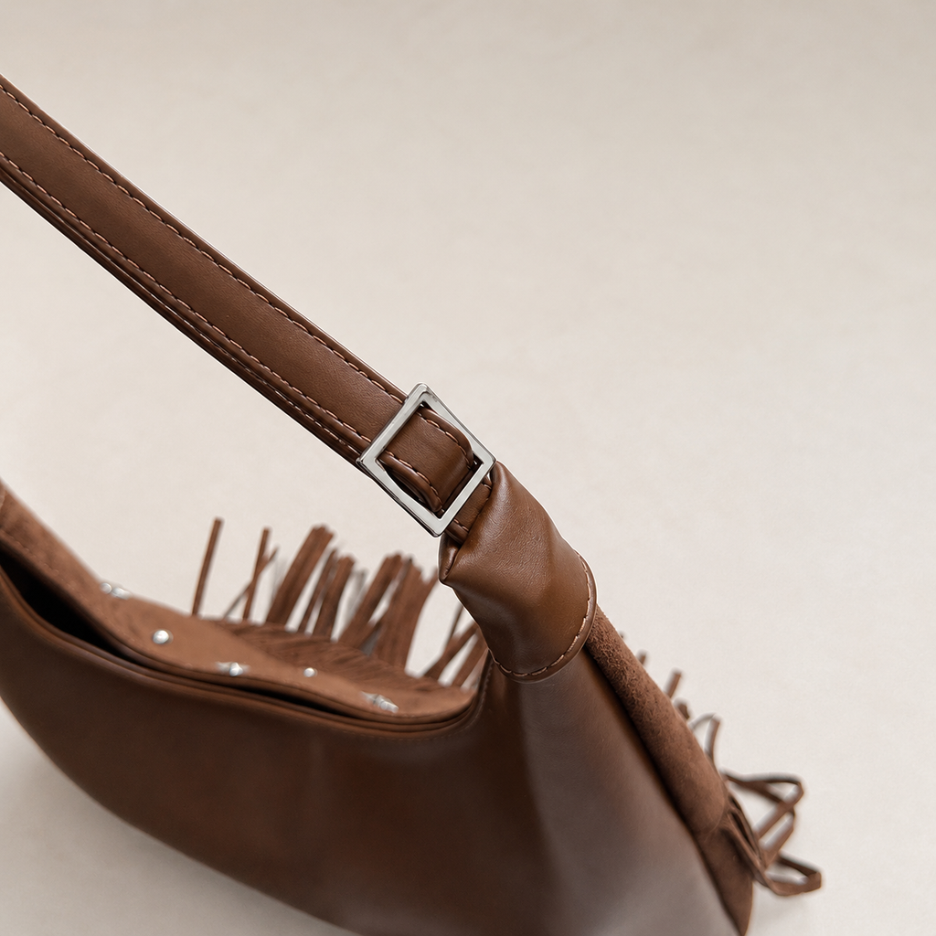 Western Boho Faux Suede Fringe Shoulder Bag
