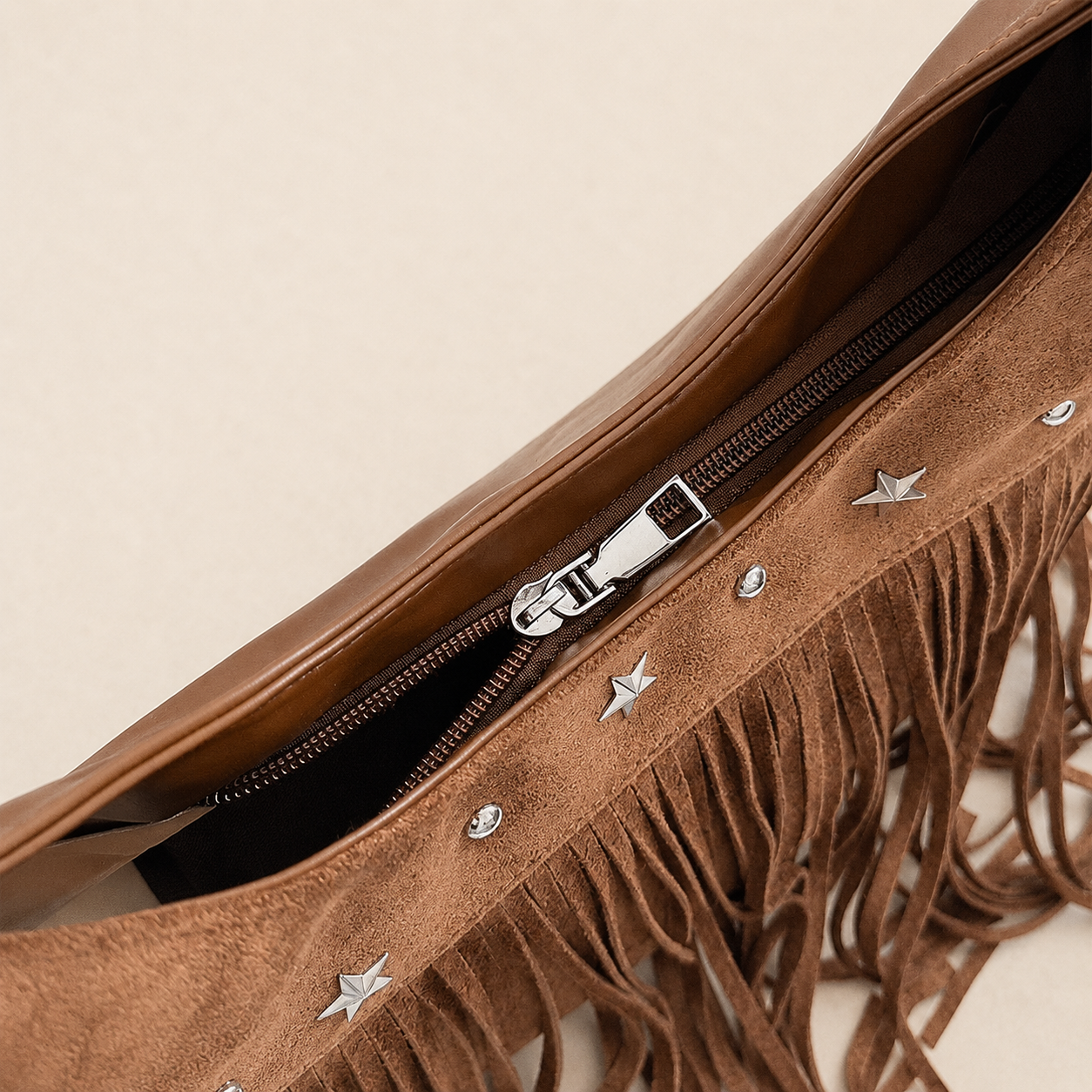 Western Boho Faux Suede Fringe Shoulder Bag