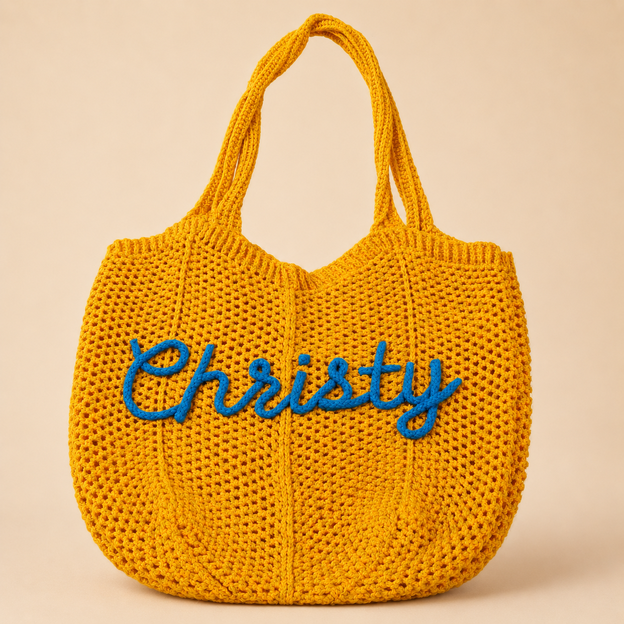 Personalized Crochet Tote Bag with Custom Name and Color Options