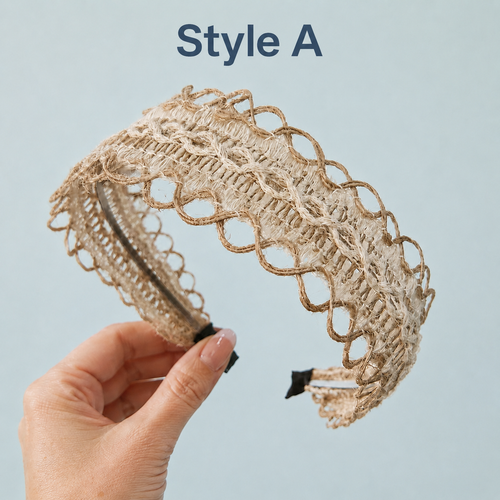 Handwoven Raffia Headband for Boho Summer Hair Styling