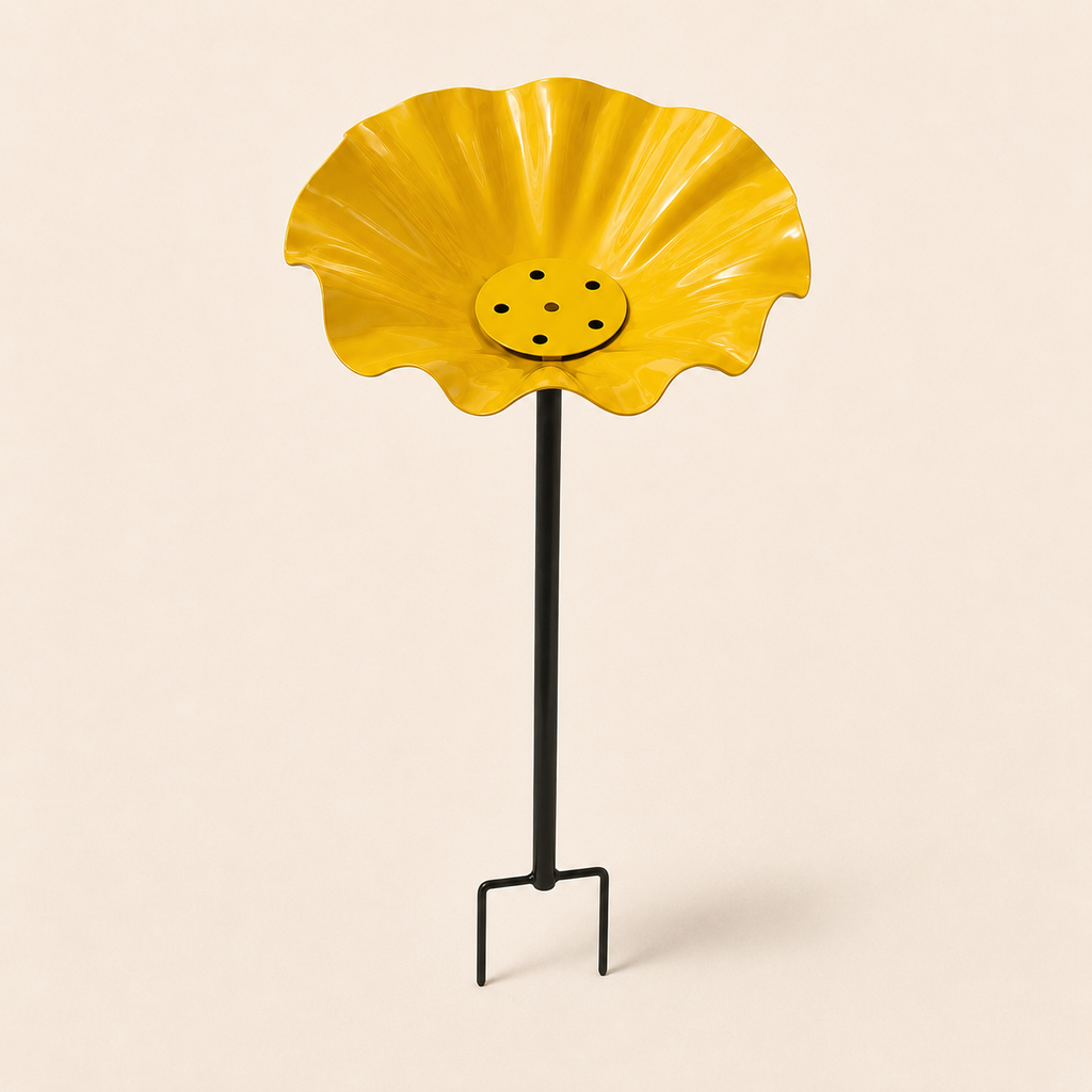 Handmade Metal Flower Bird Bath Garden Stake