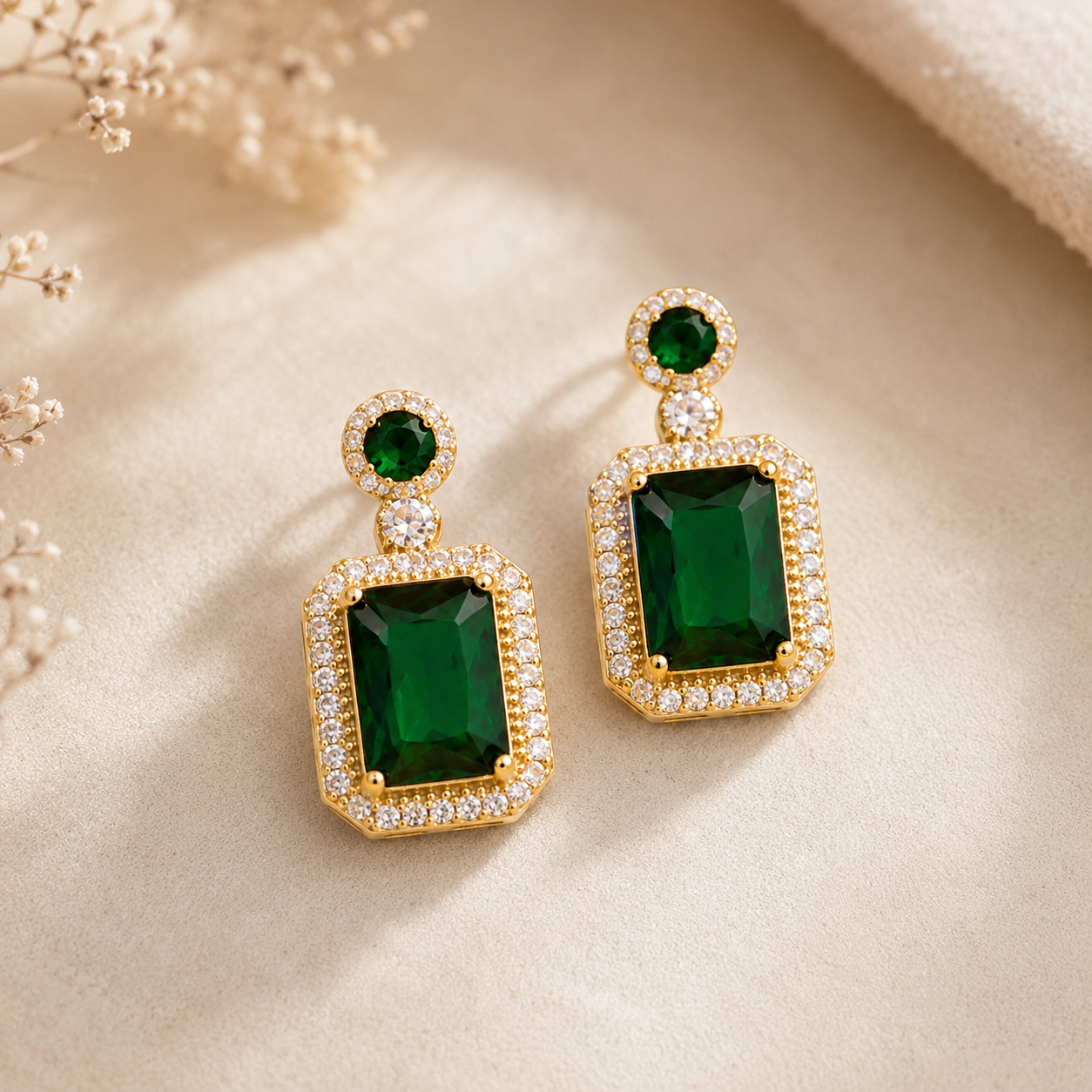 Emerald Green Vintage Jewelry Set for Women
