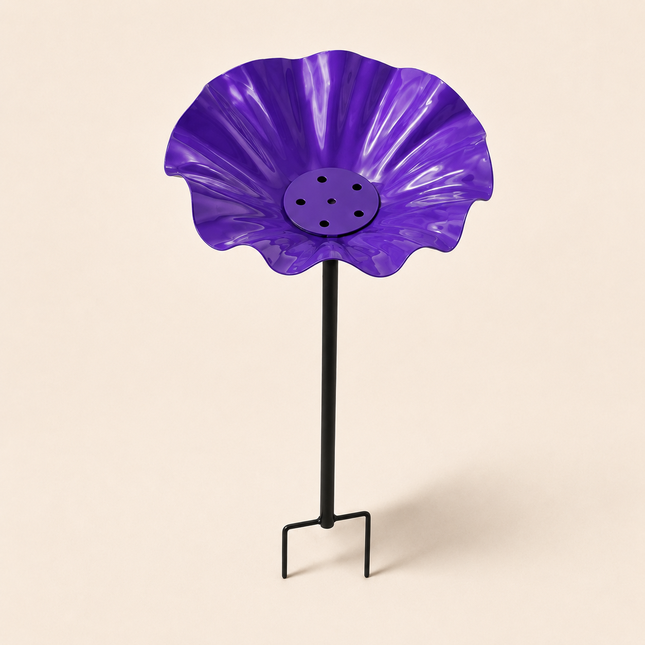 Handmade Metal Flower Bird Bath Garden Stake