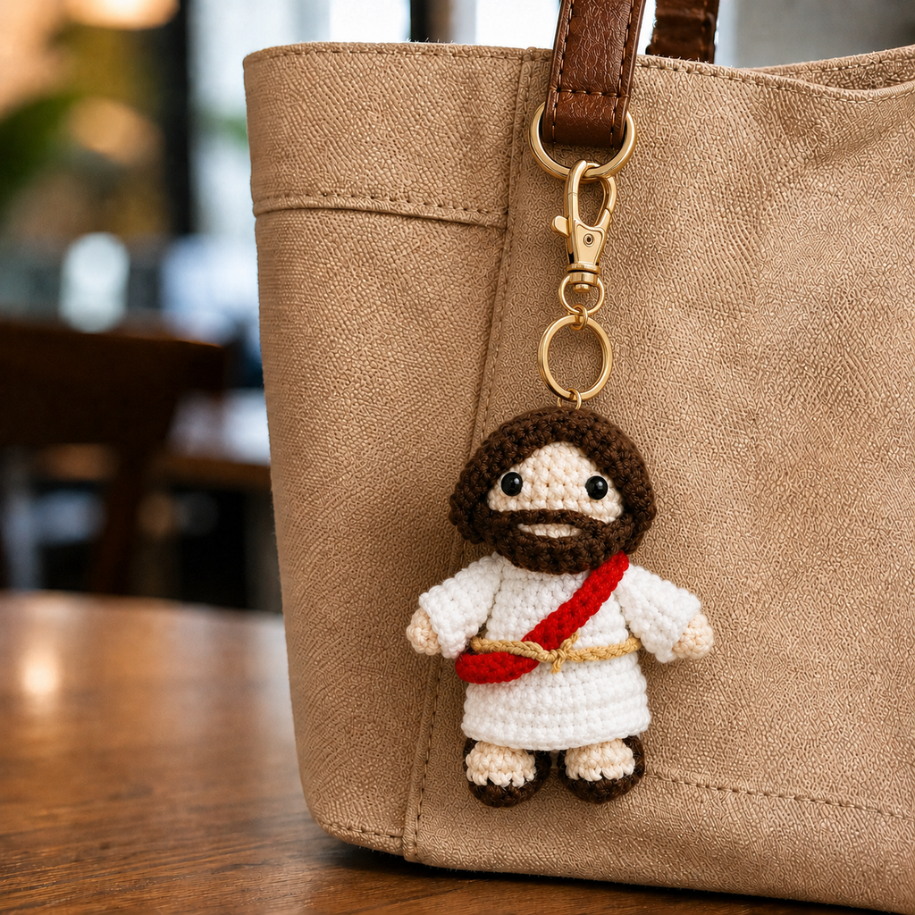 Handmade Crochet Jesus Keychain Car Charm