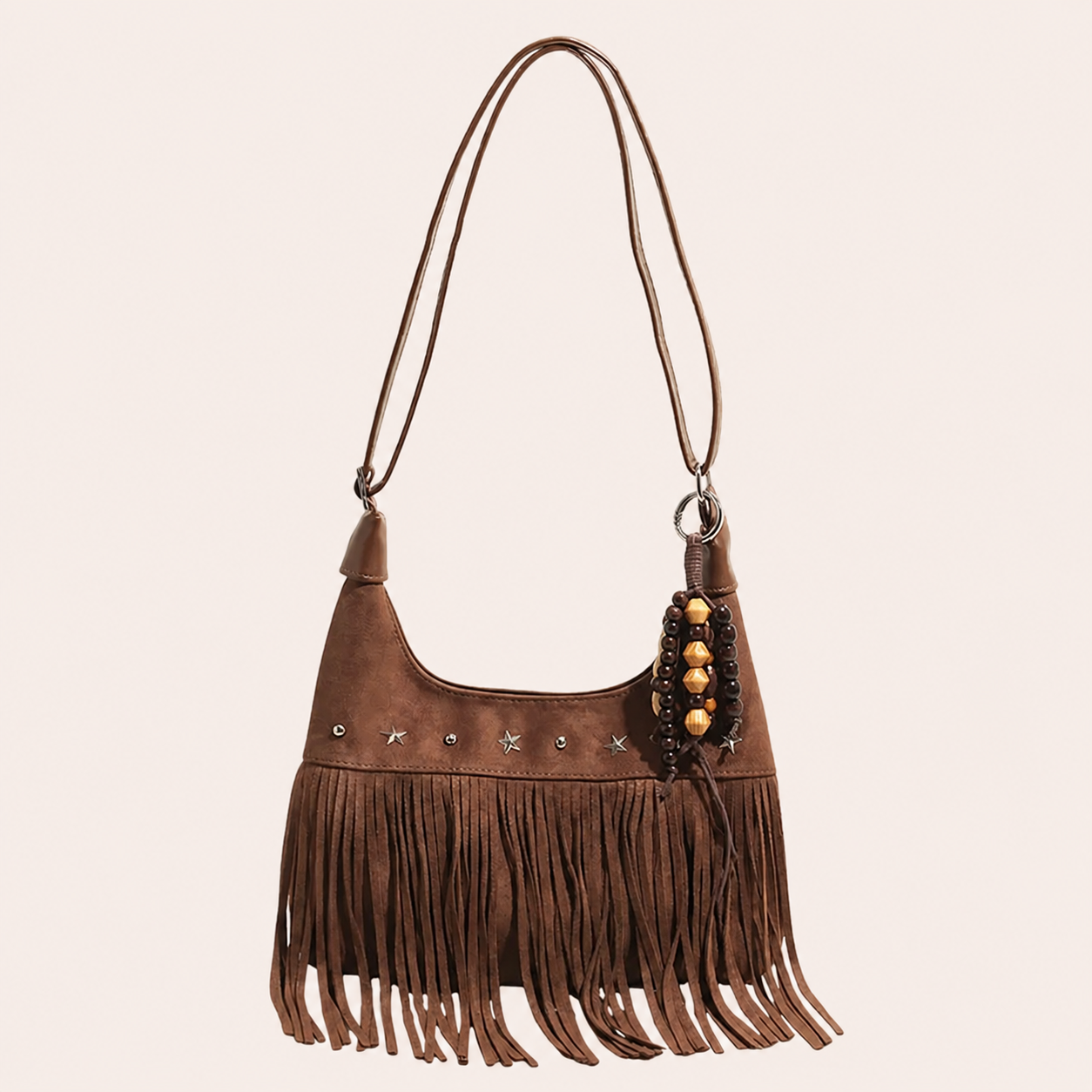Western Boho Faux Suede Fringe Shoulder Bag