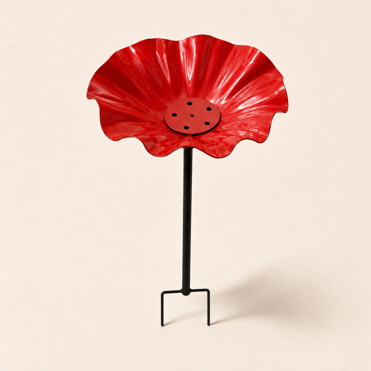 Handmade Metal Flower Bird Bath Garden Stake