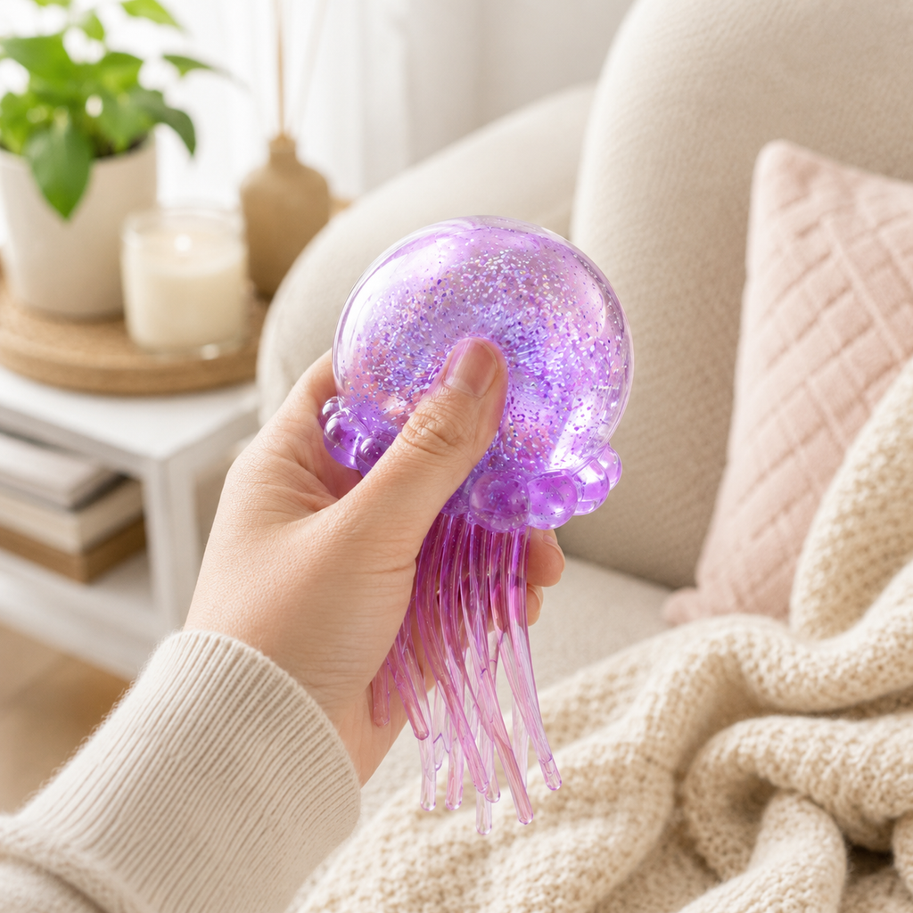 Glitter Jellyfish Squishy Toy for Sensory Play
