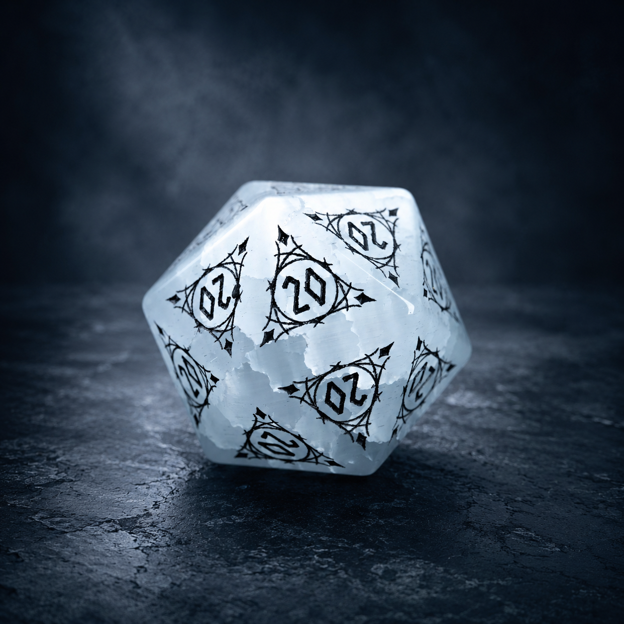 Mystic Gold Cat’s Eye Crystal D20 Dice