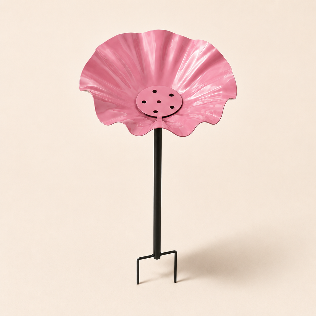 Handmade Metal Flower Bird Bath Garden Stake