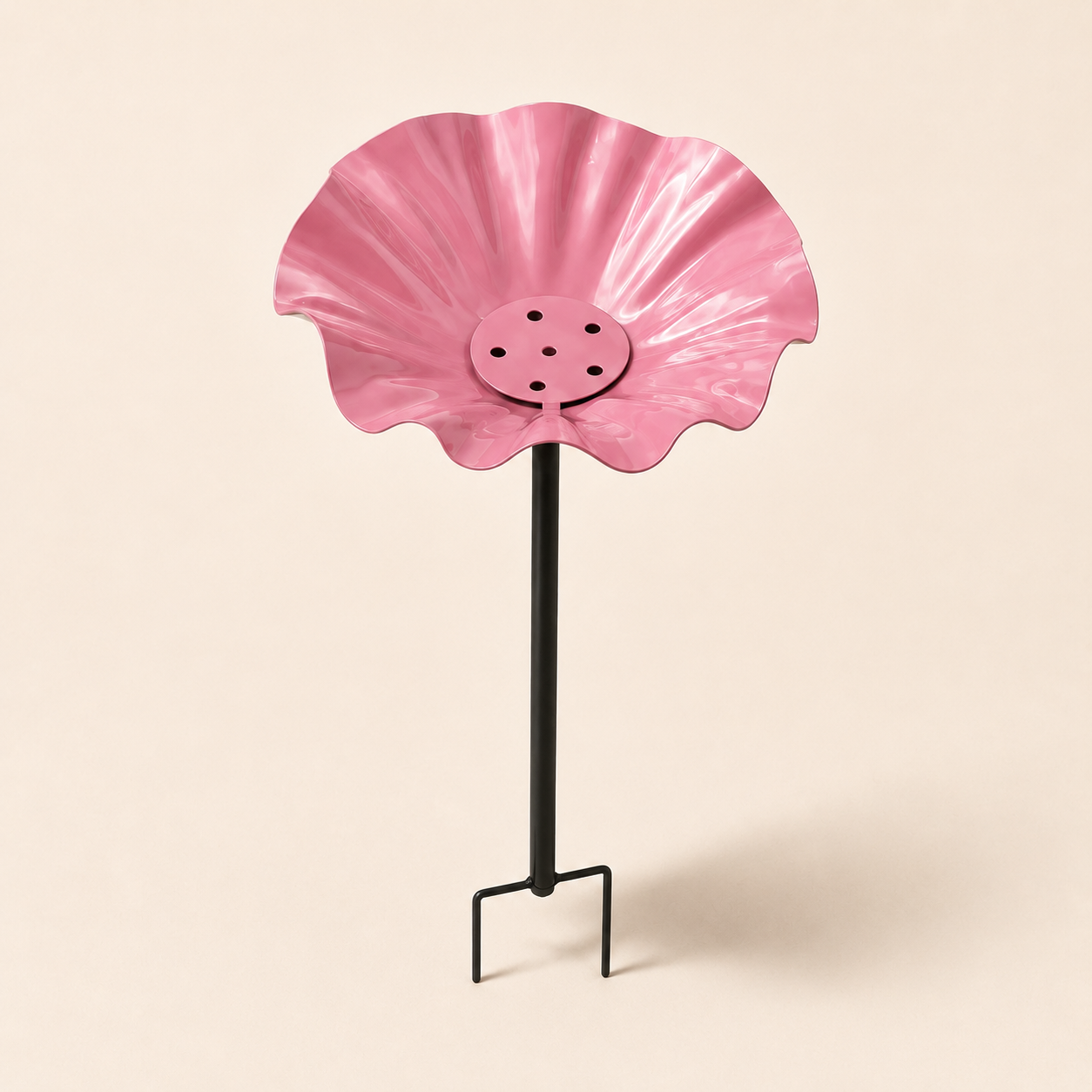 Handmade Metal Flower Bird Bath Garden Stake