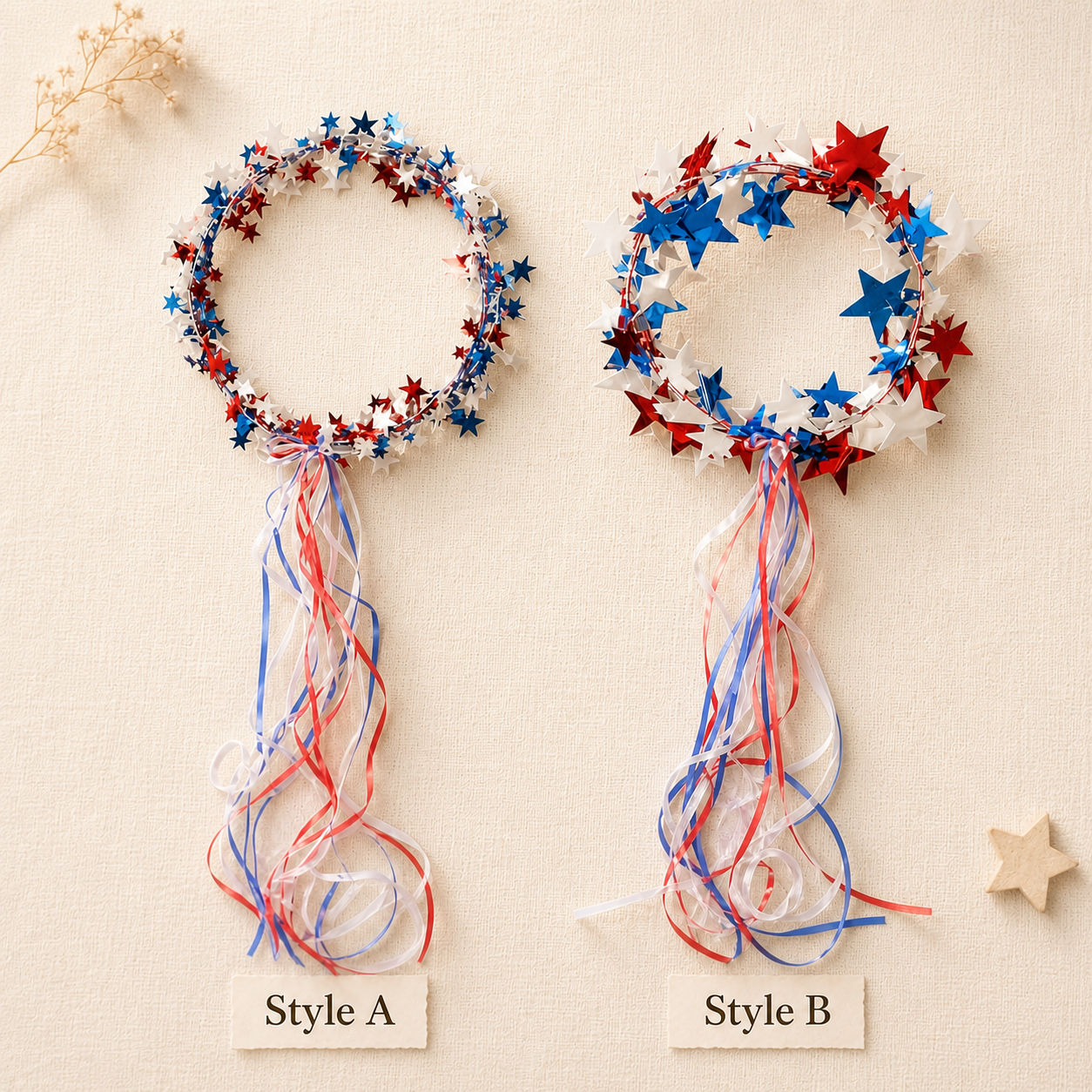 Patriotic Star Wreath Garland for 4th of July Decor