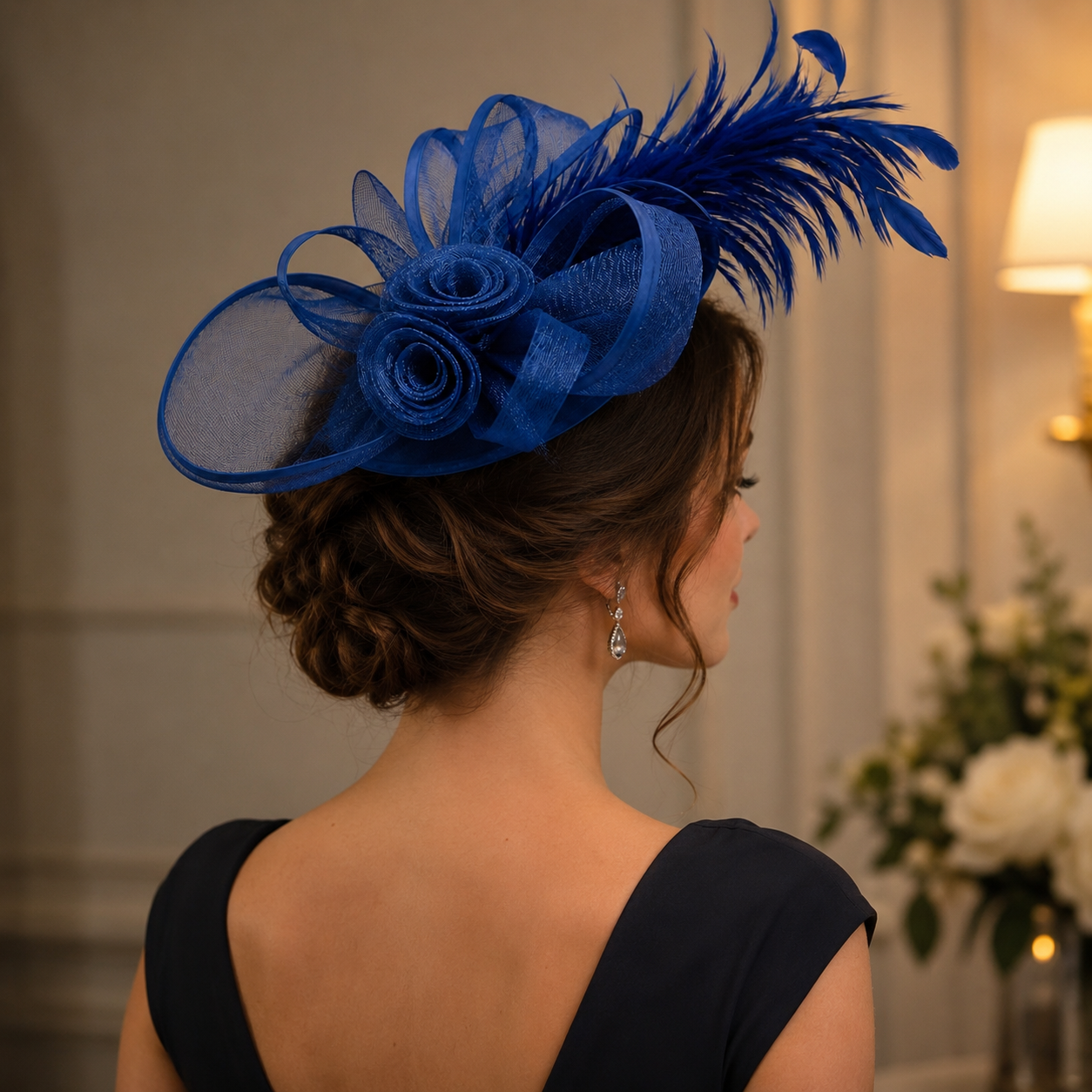 Red Feather Fascinator Hat for Derby, Weddings & Tea Parties