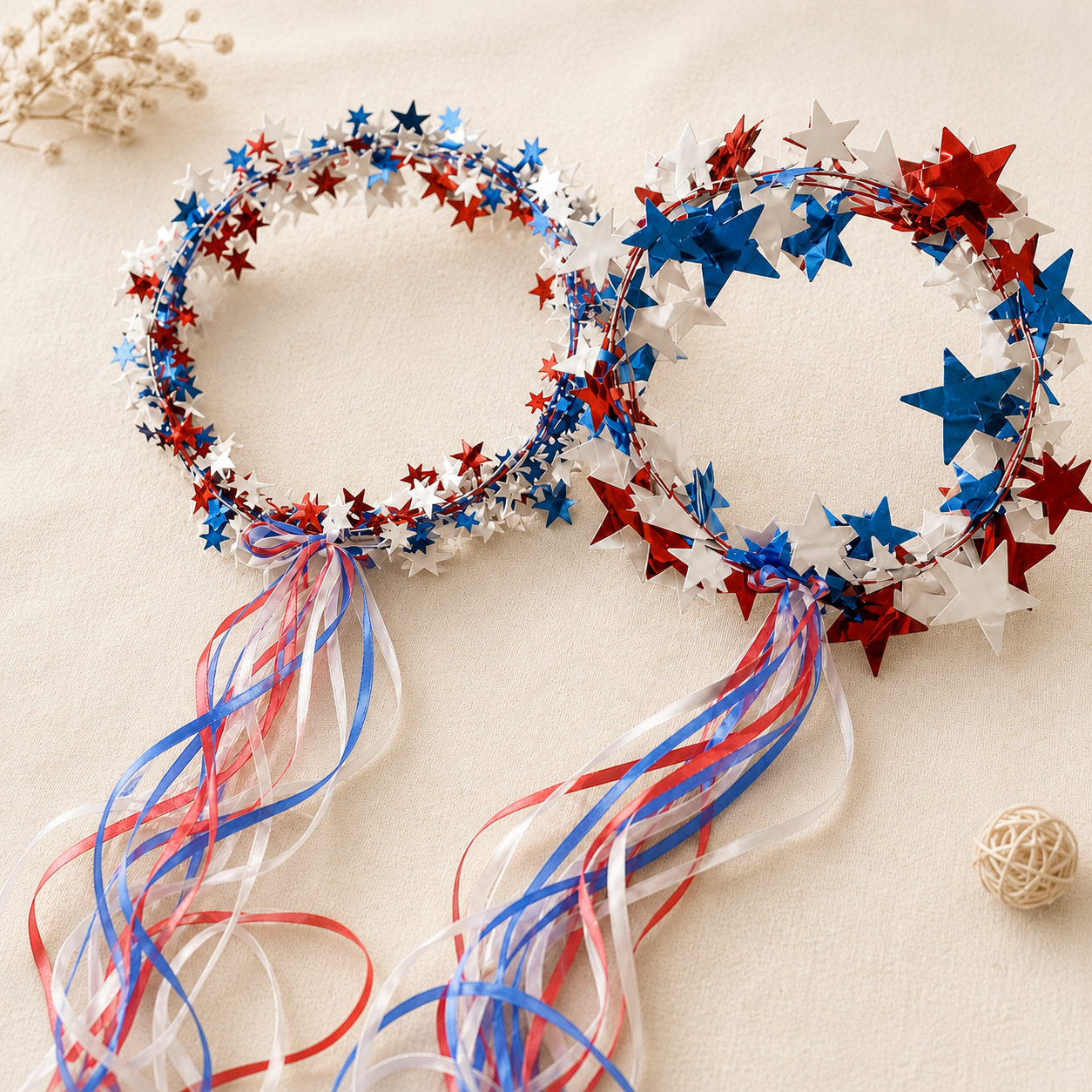 Patriotic Star Wreath Garland for 4th of July Decor