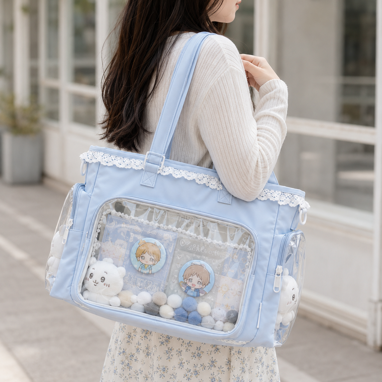 Kawaii Ita Bag with Lace and Clear Display Window