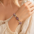 Handmade Amethyst Floral Adjustable Boho Bracelet for Women