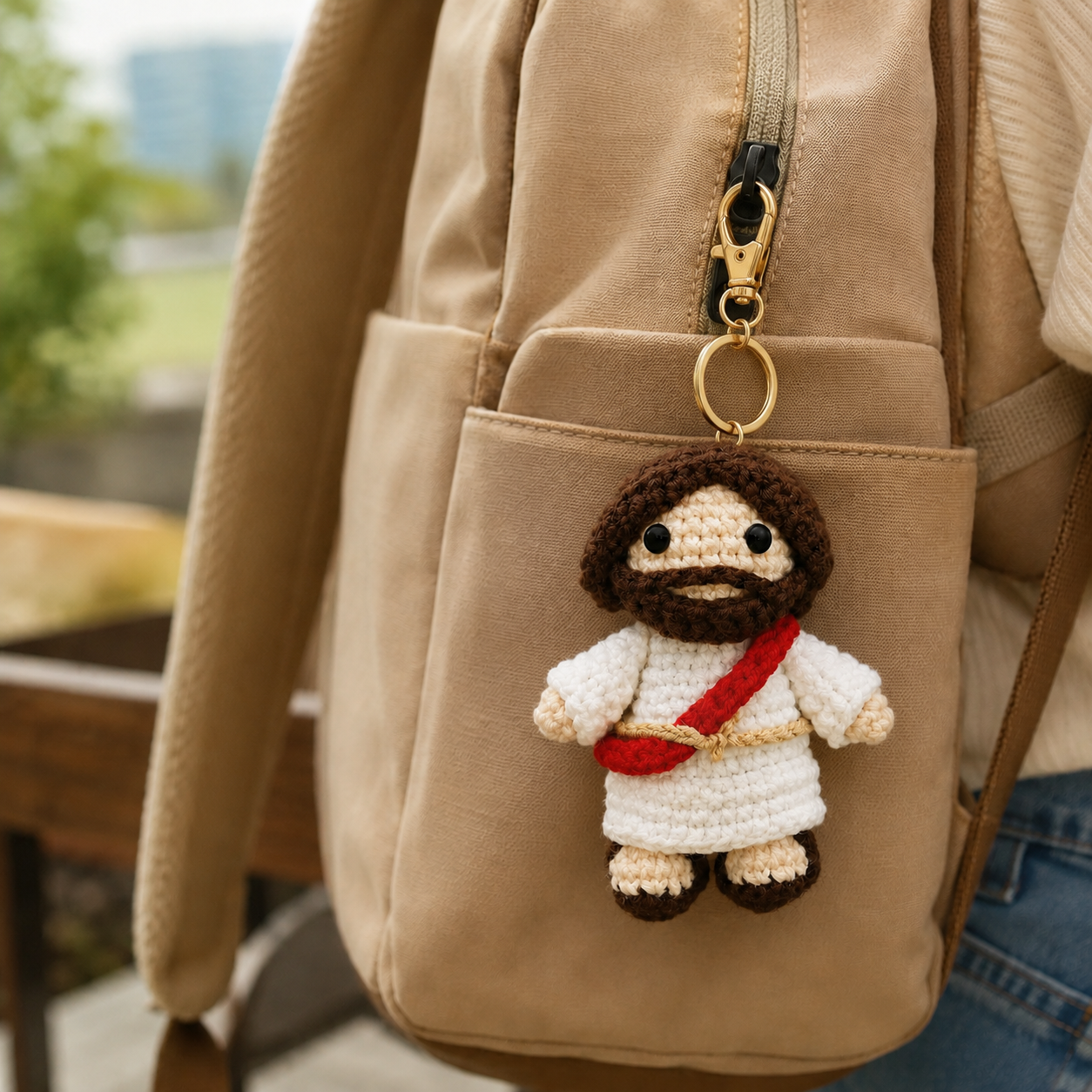 Handmade Crochet Jesus Keychain Car Charm