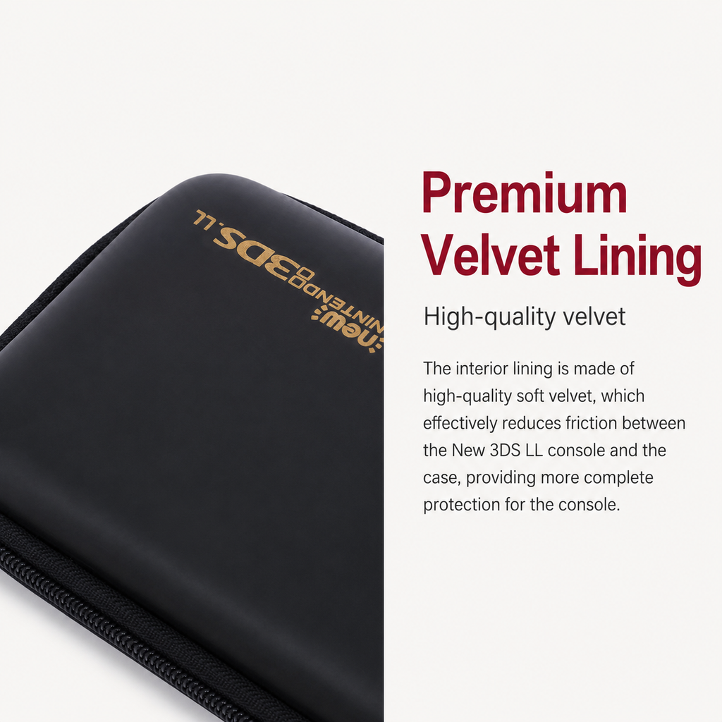 New 3DS LL XL Hard Carrying Case with Velvet Lining