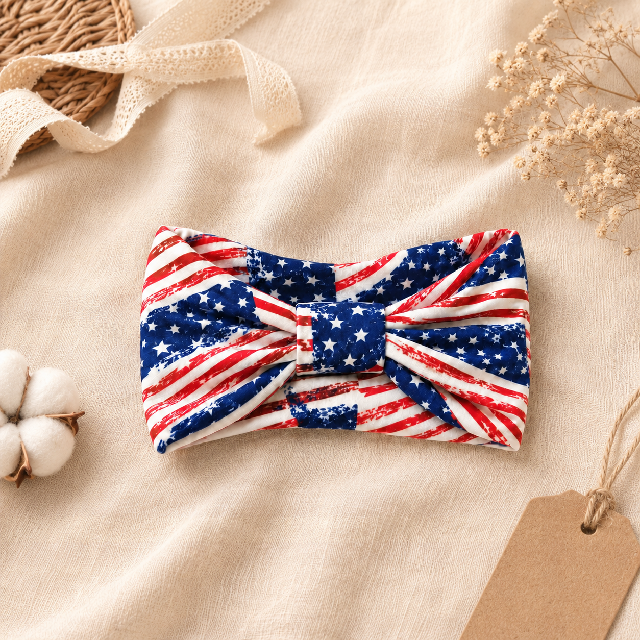 Patriotic Bow Headband for Women and Girls
