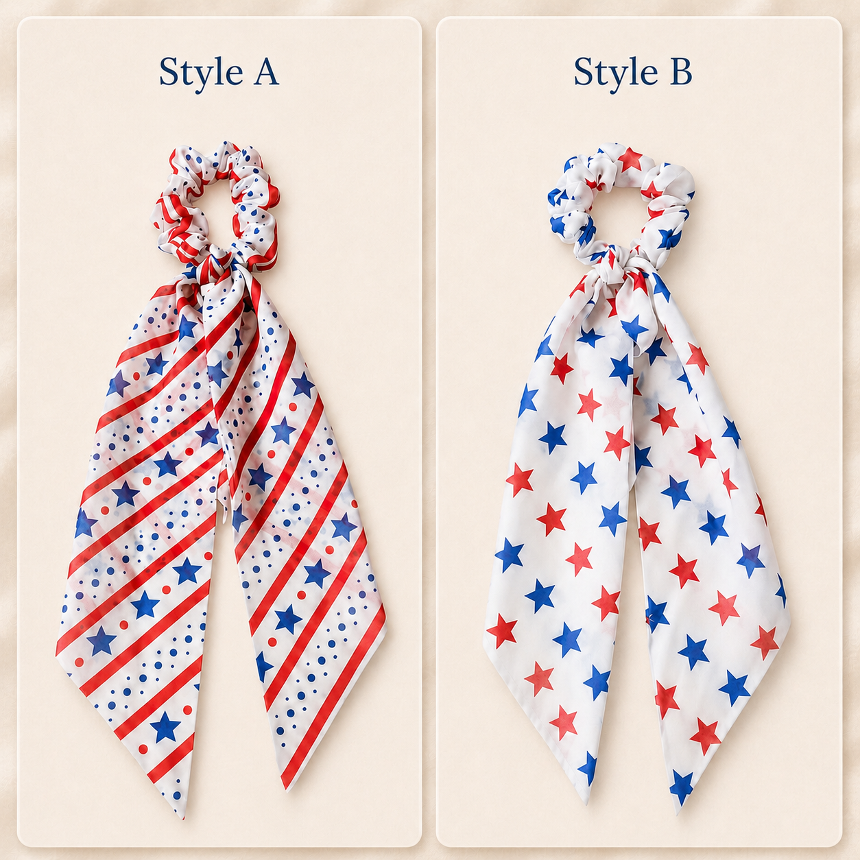 Patriotic Scrunchie Hair Tie with Tails