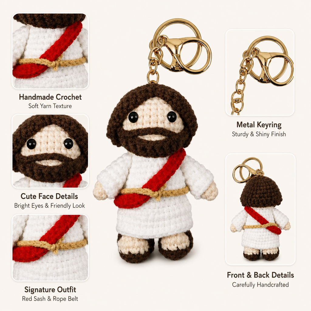 Handmade Crochet Jesus Keychain Car Charm