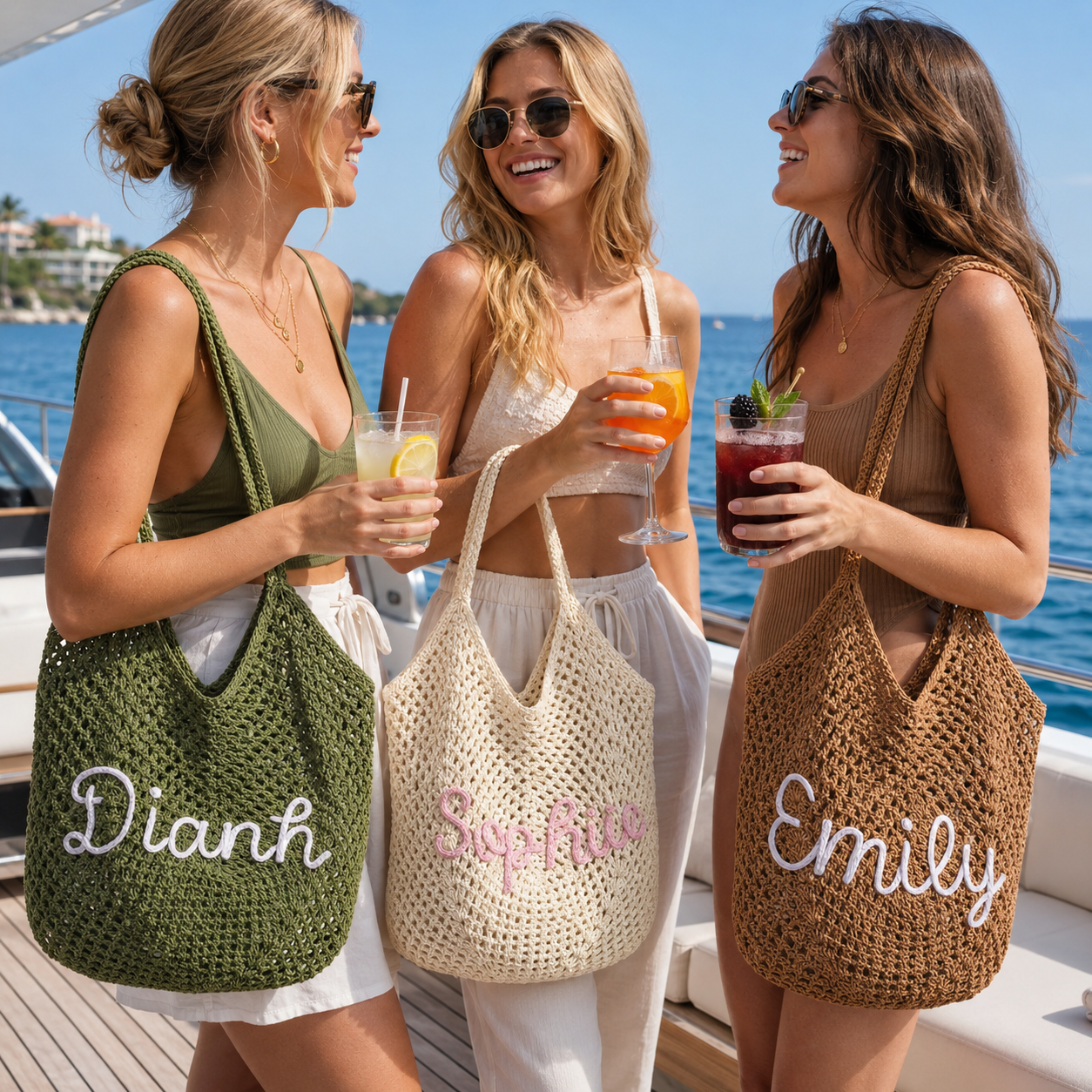 Personalized Crochet Tote Bag with Custom Name and Color Options