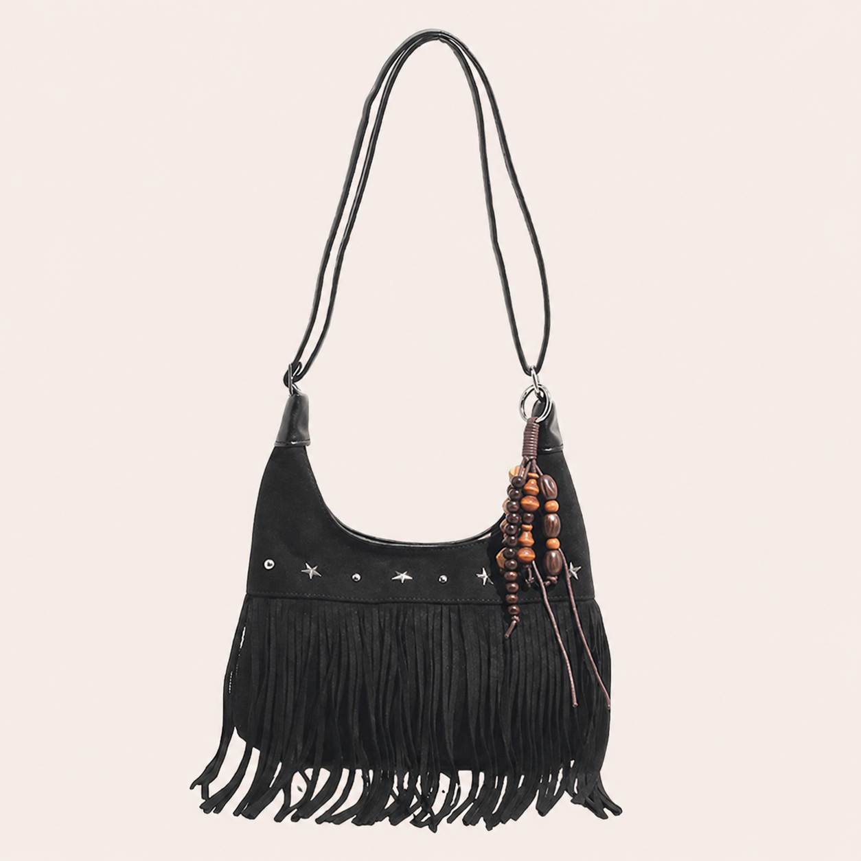 Western Boho Faux Suede Fringe Shoulder Bag