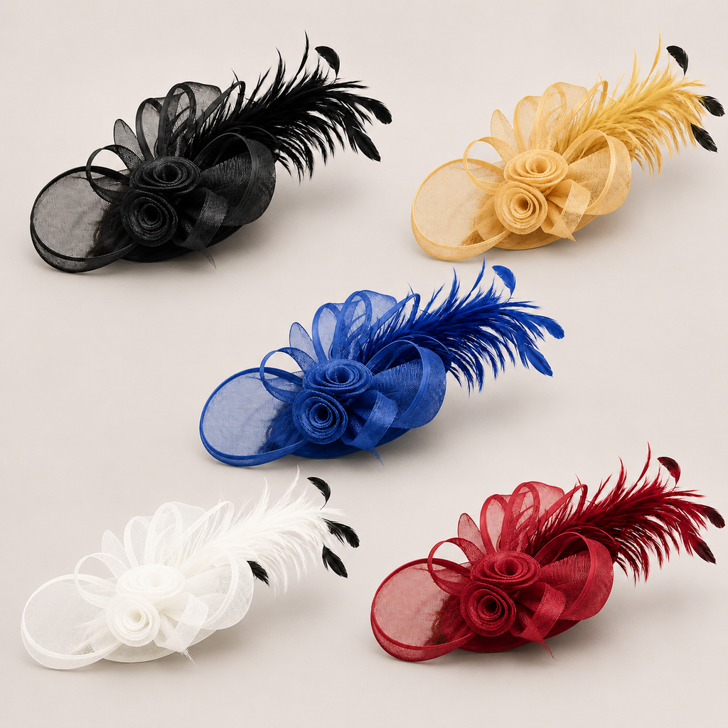 Red Feather Fascinator Hat for Derby, Weddings & Tea Parties