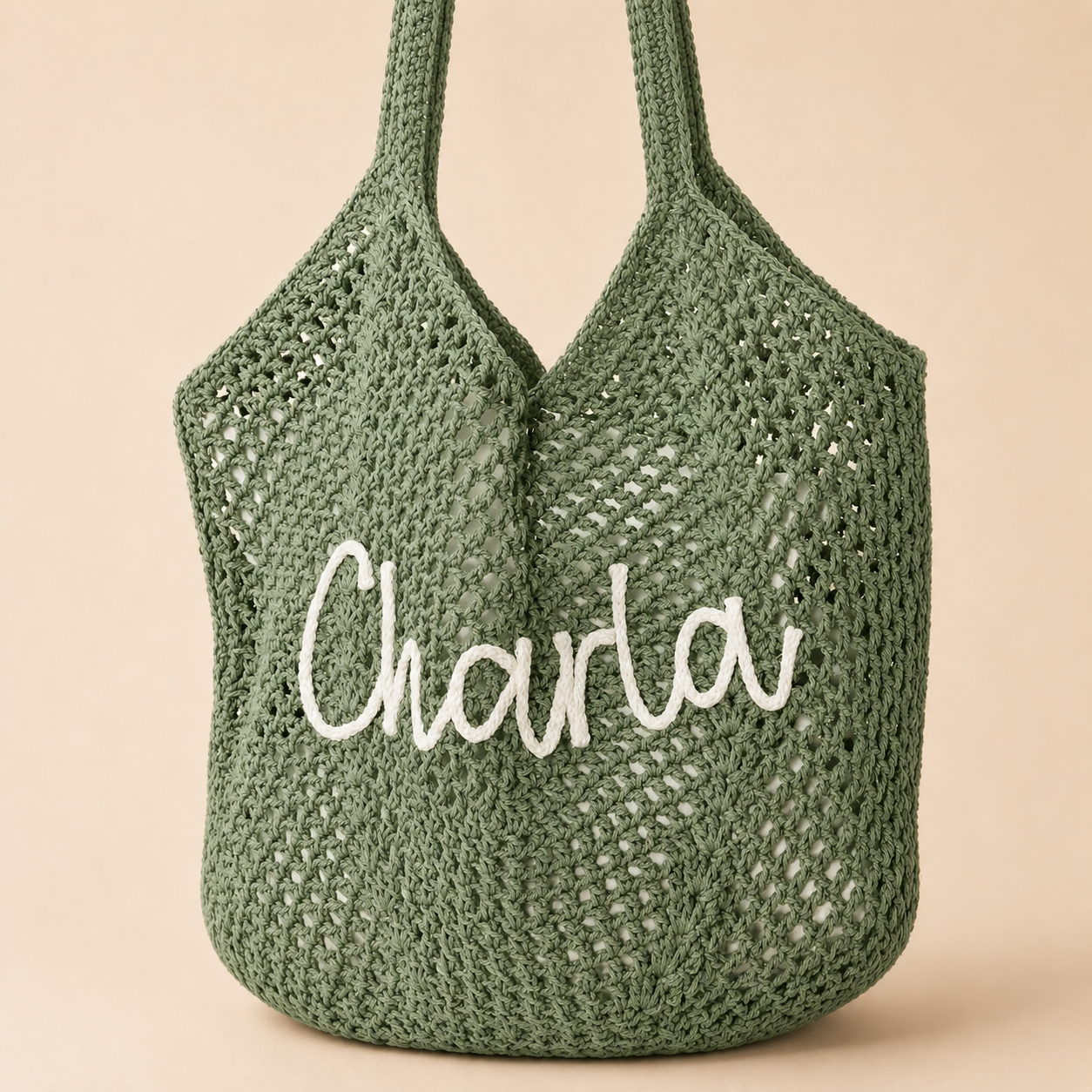Personalized Crochet Tote Bag with Custom Name and Color Options