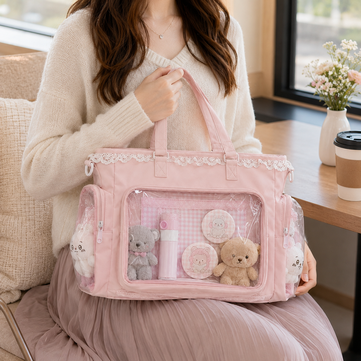 Kawaii Ita Bag with Lace and Clear Display Window