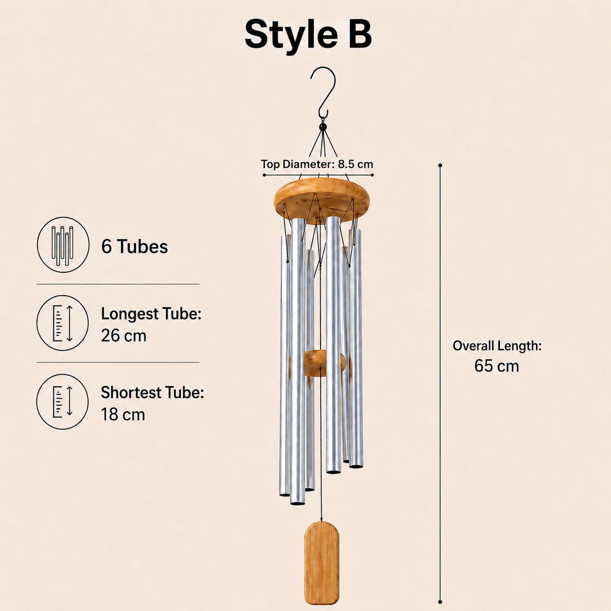 Outdoor Metal Wind Chime for Patio and Garden