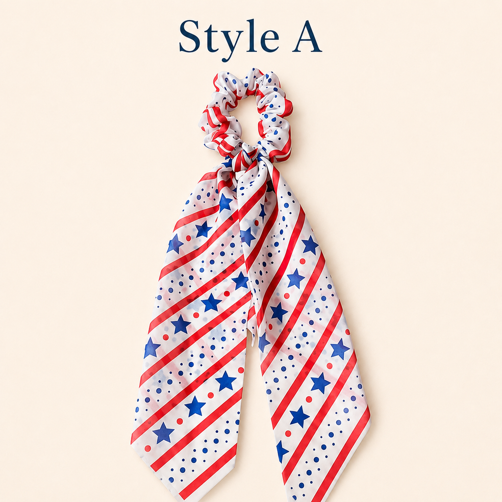 Patriotic Scrunchie Hair Tie with Tails