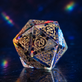 Mystic Gold Cat’s Eye Crystal D20 Dice