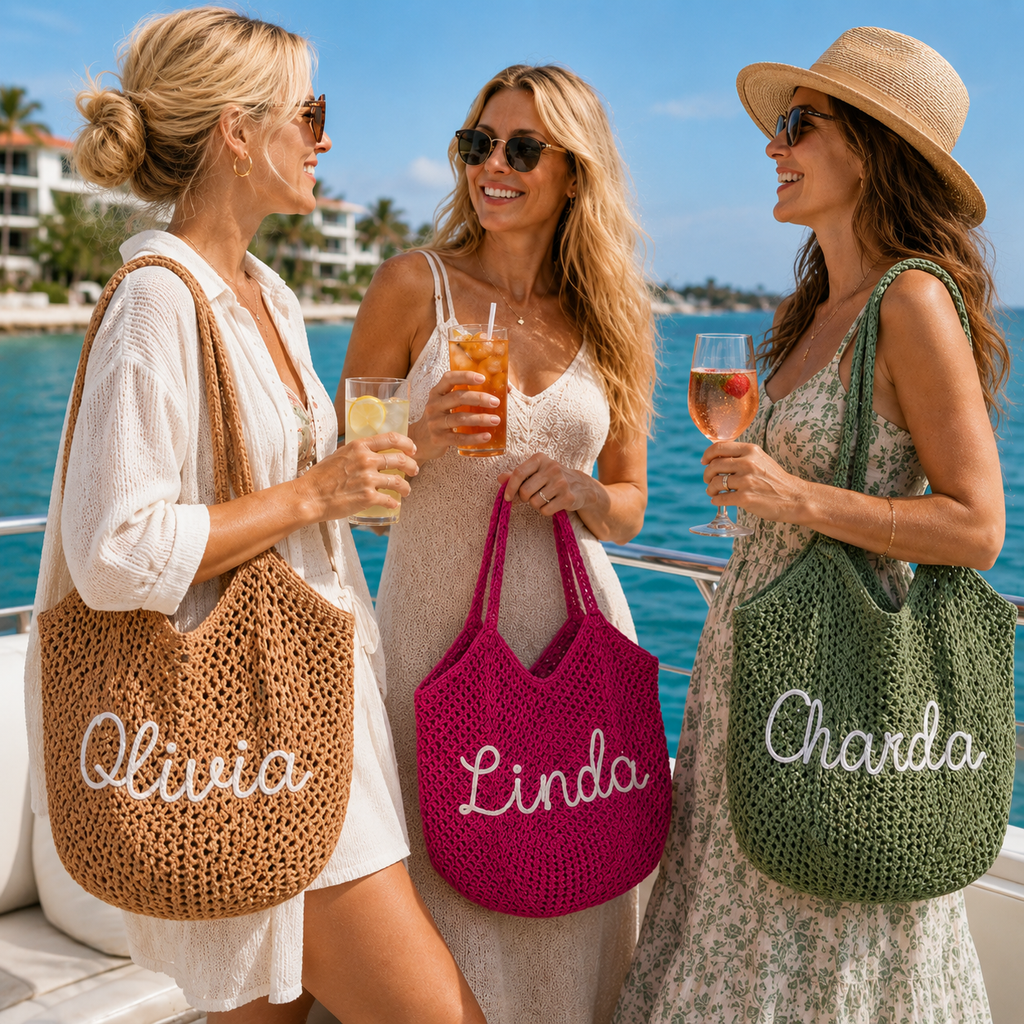 Personalized Crochet Tote Bag with Custom Name and Color Options