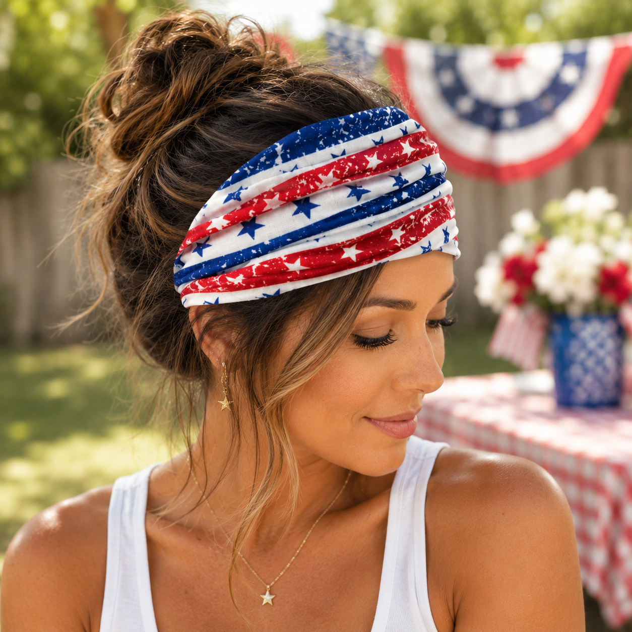 Patriotic Bow Headband for Women and Girls