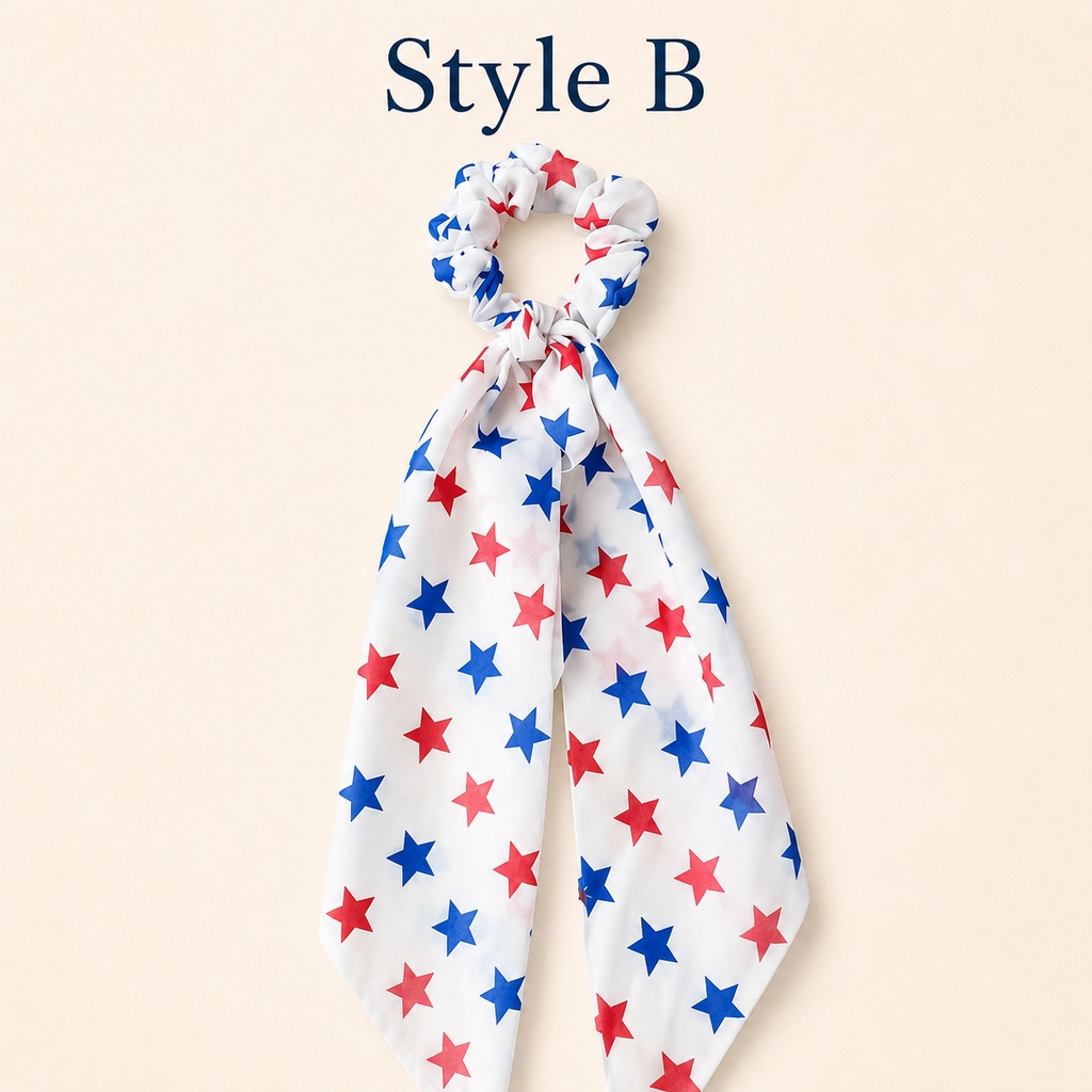 Patriotic Scrunchie Hair Tie with Tails