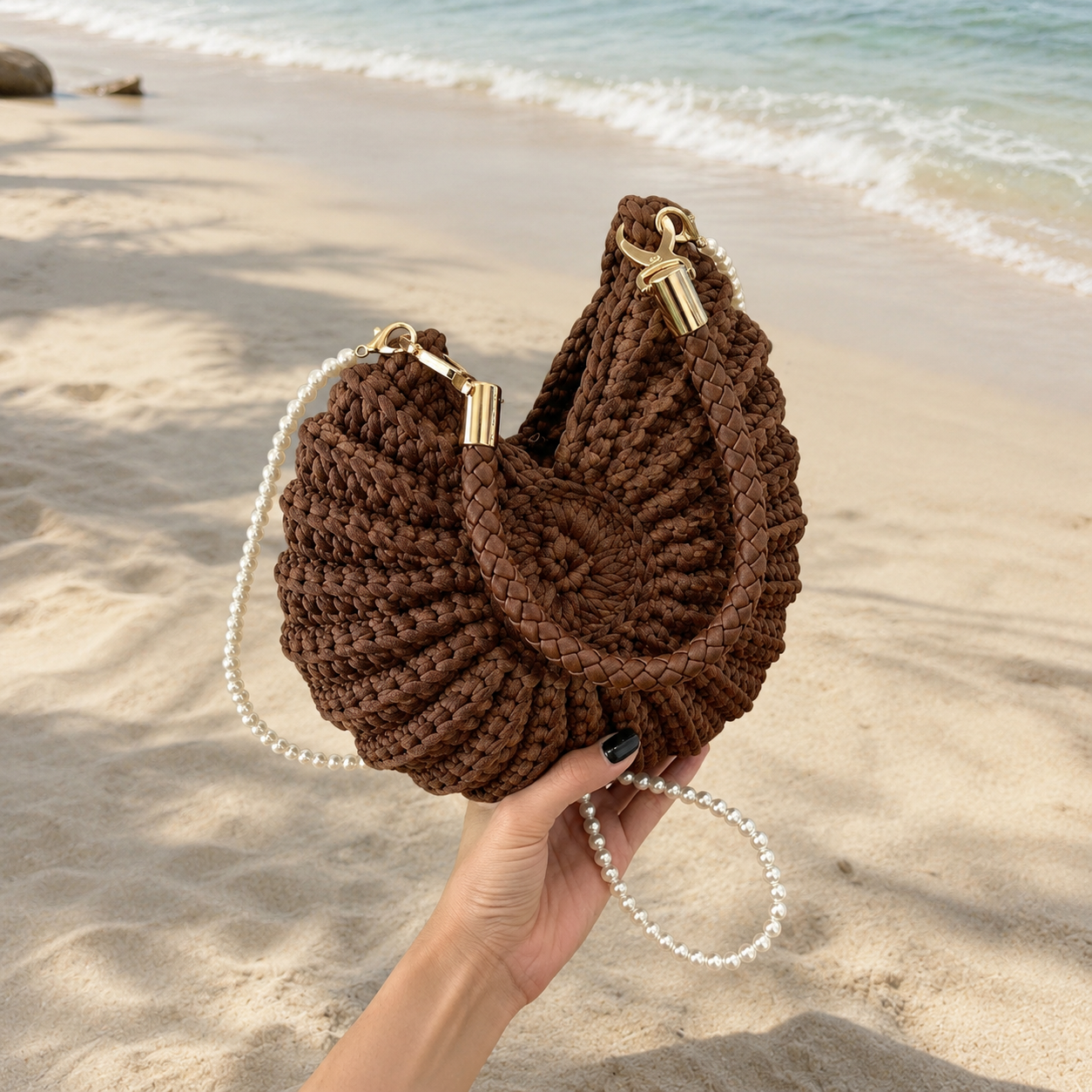 Woven Shell Crossbody Bag for Summer Getaways