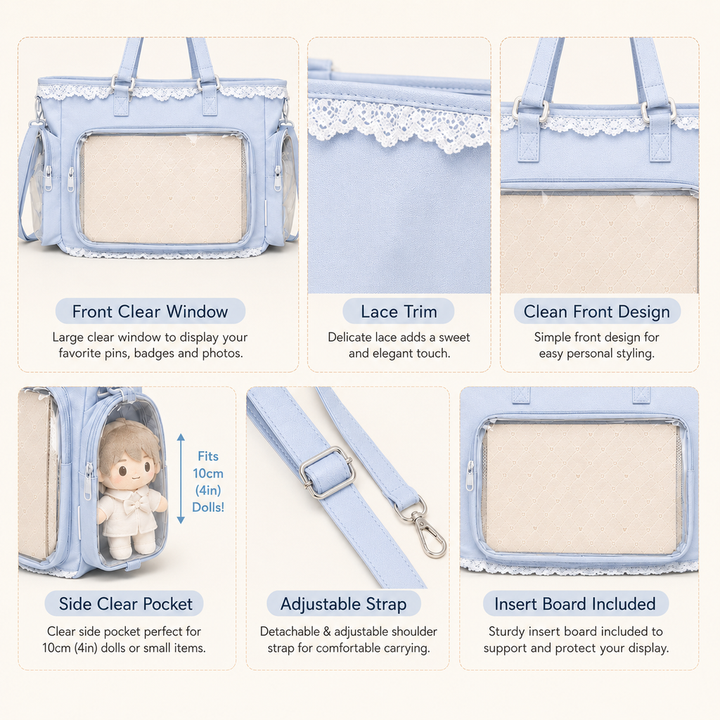 Kawaii Ita Bag with Lace and Clear Display Window