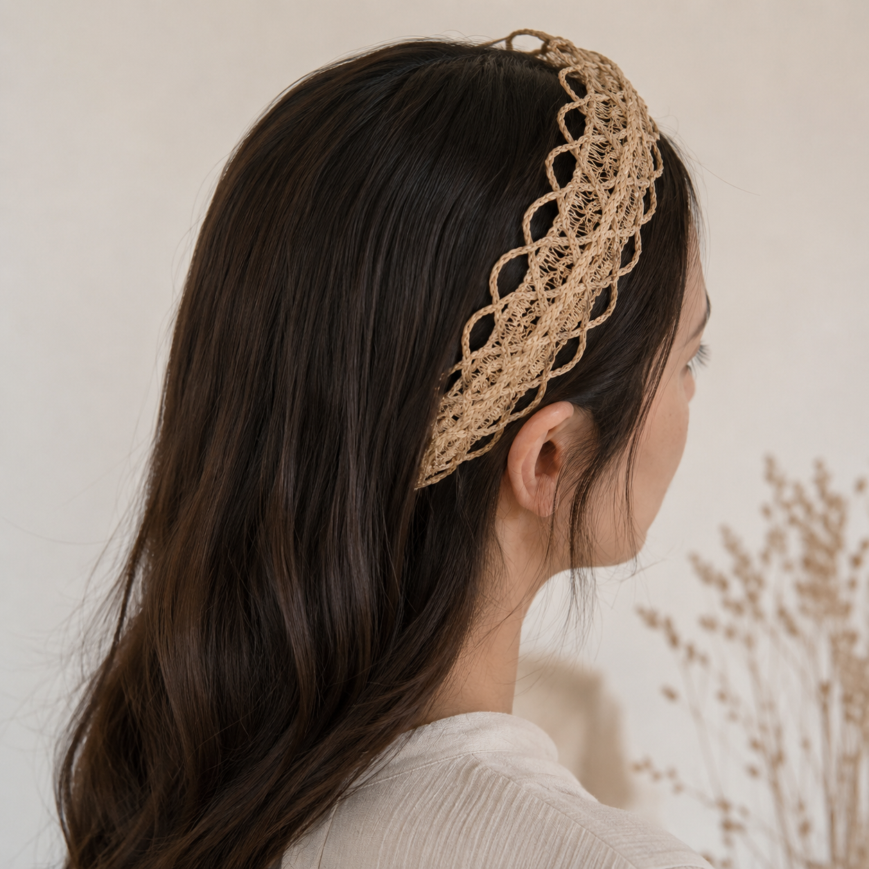 Handwoven Raffia Headband for Boho Summer Hair Styling