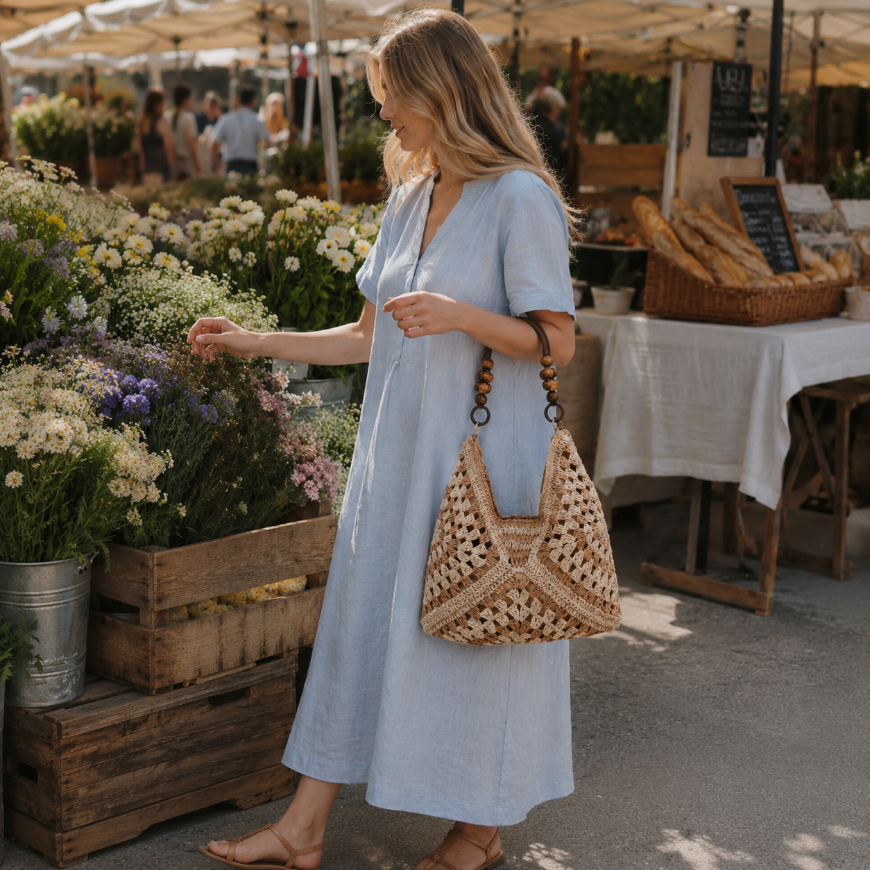 Boho Crochet Hobo Bag for Beach Days and Summer Outfits