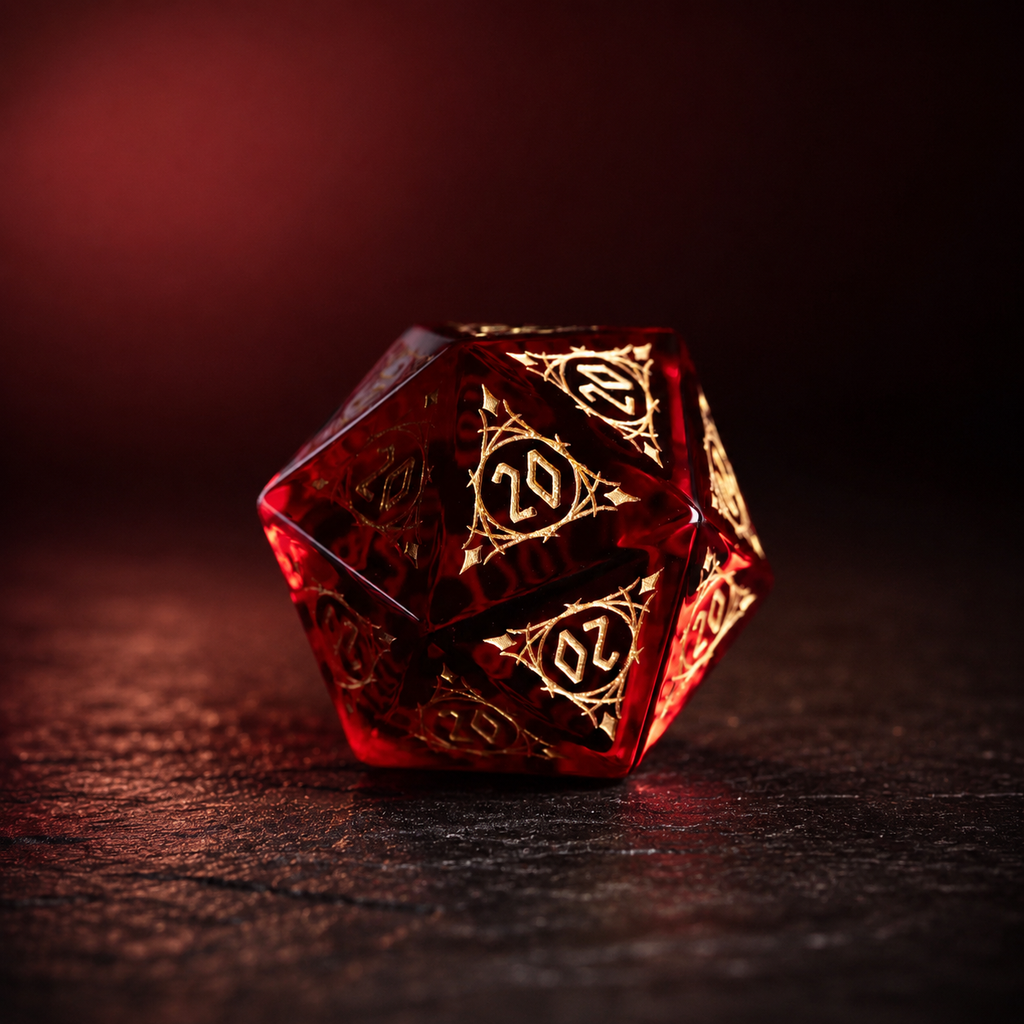Mystic Gold Cat’s Eye Crystal D20 Dice