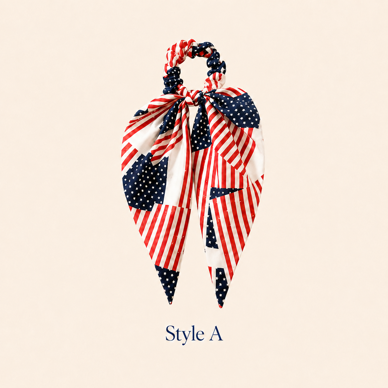 Patriotic Bow Scrunchie Hair Tie with Tails